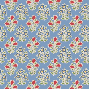 Jubilee - Light Blue Farm Flowers - By Tone Finnanger For Tilda - Sold By The Yard - In Stock And Ships Today