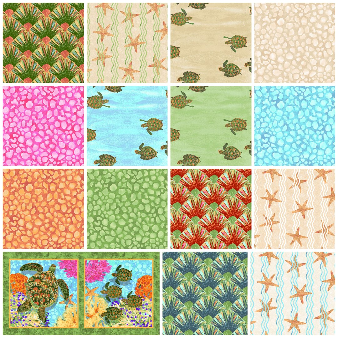 Reef Fat Quarter 15pc/bundle by Two Can Art for Andover Fabrics Sold by