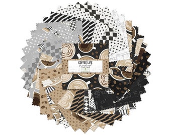 Coffee Life - Charm Pack 42pc/bundle - By Jennifer Pugh For Wilmington Prints - Sold By The Bundle - In Stock And Ships Today