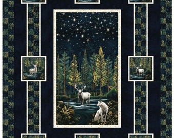 Magical Winter Woodlands - 60" x 76" Midnite Calling Quilt Kit - By Jan Mott For Henry Glass & Co. - Sold By The Kit - In Stock Ships Today