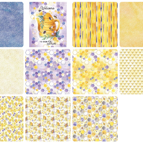 Welcome To Our Hive - Fat Quarter 11pc/bundl - By Camelot Fabrics - Sold By The Bundle - In Stock And Ships Today