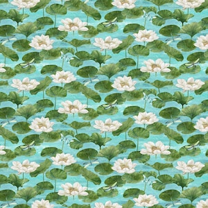 Tranquil Waters - Turquoise Water Lilies - By Deborah Edwards For Northcott Fabrics - Sold By The Continous Yard- In Stock Ships Today