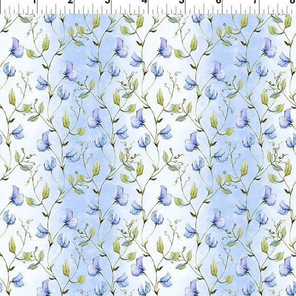 Periwinkle Spring - Allover Sweet Peas 8PS1 - by Jason Yenter for In the Beginning Fabrics - Sold By The Yard - In Stock And Ships Today