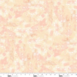 May include: A fabric with a watercolour-style design. The pattern features soft peach, cream, and white brushstrokes, creating a textured, artistic look. The fabric is suitable for various craft and sewing projects.