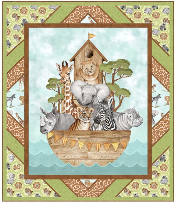 All Aboard Baby Quilt Kit Featuring Baby Safari Blue Etsy Australia