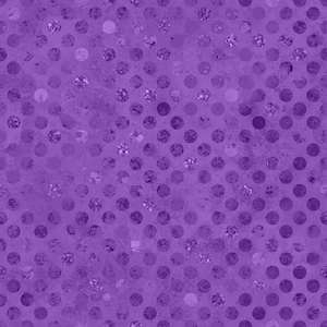 May include: A seamless pattern featuring a vibrant purple background with a repeating grid of circular dots. The dots exhibit a textured, metallic, or glittery appearance, contrasting with the solid, matte purple surface of the background.