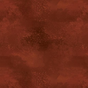 May include: A solid, deep rust-colored fabric featuring a textured, mottled surface with subtle variations in tone. The material displays a matte finish with darker, irregular patches that create a weathered, organic appearance across the entire field.