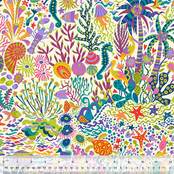 Atlantis 59" Knit - Multi Lagoon - By Sally Kelly For Windham Fabrics - Sold By Yard Cut Continuous - In Stock And Ships Today