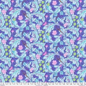 Kaffe x Morris And Co - Algodón de césped cobalto Leicester - Por Kaffe Fassett x The Original Morris & Co para FreeSpirit Fabrics - Se vende cortado a medida