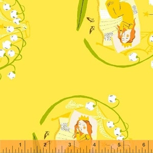 Far Far Away 2 - Sleeping Beauty, Yellow - by Heather Ross for Windham Fabrics