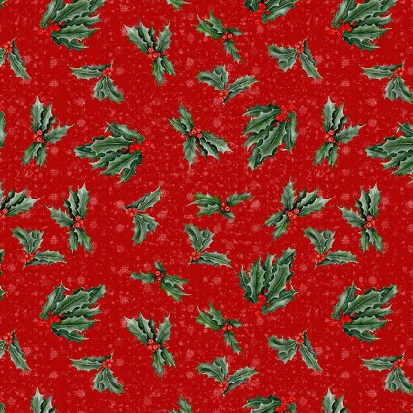 Country Cardinals - Red Holly Toss - By Danielle Murray For Wilmington Prints - Sold By The Continuous Yard - In Stock Ships Today