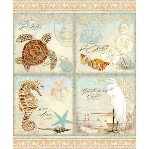 Coastal Waterways - Pannello cartolina da 36" - Di Audrey Jeanne Roberts per Camelot Fabrics - Venduto a pannello - Disponibile in magazzino Spedito oggi