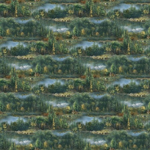 Naturescapes Northwood - Árboles - Por Hautman Brothers para Northcott Fabrics - Se vende cortado a medida y cortado en continuo - En existencia, se envía hoy