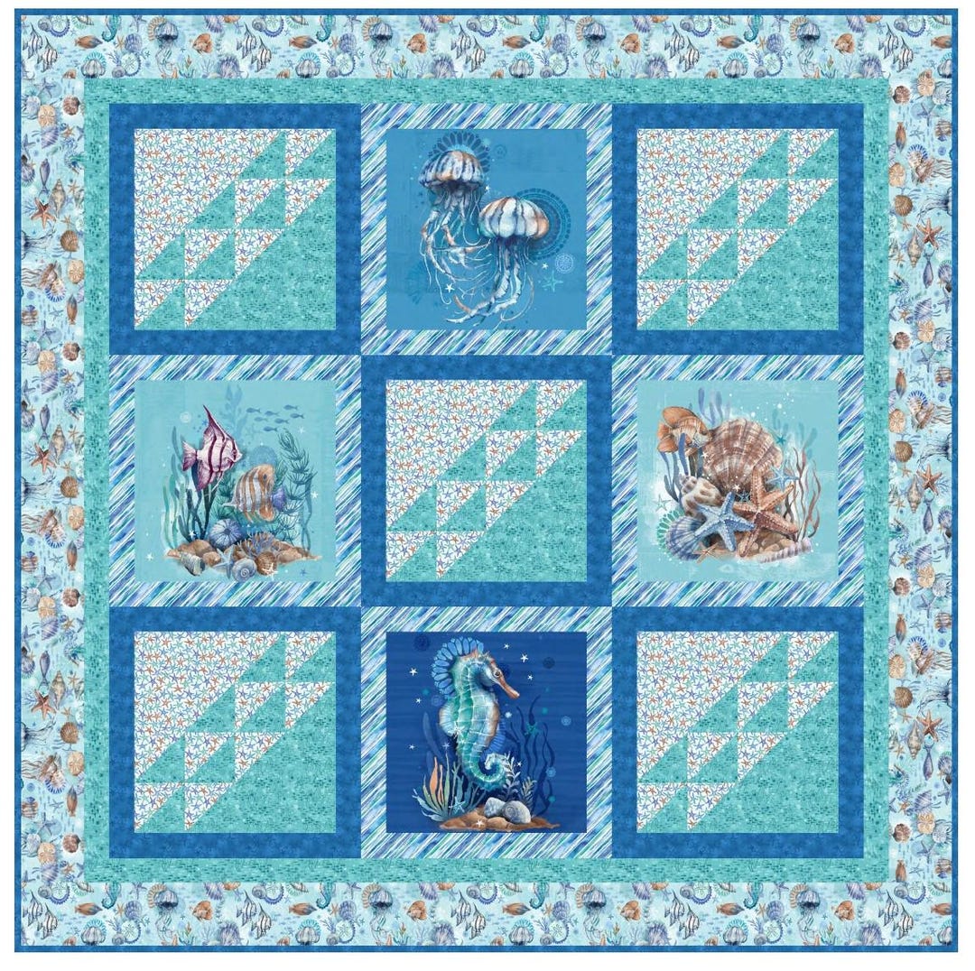 Seatopia - 74" X 74" Under the Sea Quilt Kit - by Silas M. Studio for ...