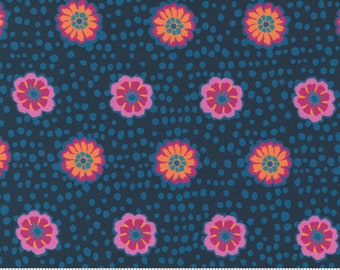 Paisley Rose - Navy Flower Drops - By Crystal Manning For Moda Fabrics - Sold By The Yard Cut Continuous - In Stock and Ships Today