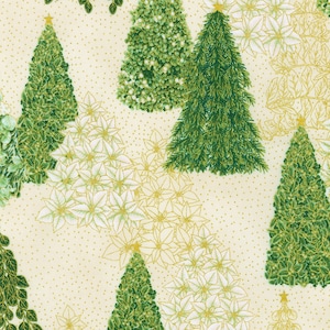 Holiday Flourish Snow Flower - Winter Trees - By Robert Kaufman Fabrics - Sold By The Continuous Yard - In Stock And Ships Today