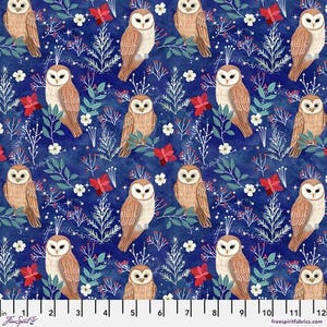 Cabane de Noël - Owl Magic - par Mia Charro pour les tissus FreeSpirit - vendu par yard continu - en stock expédié aujourd'hui