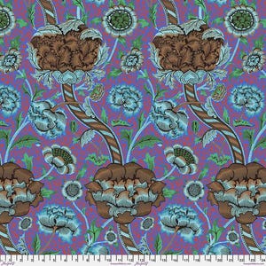 Kaffe x Morris And Co - Cobalt Wandle - By Kaffe Fassett x The Original Morris & Co For FreeSpirit Fabrics - Sold By Yard In Stock