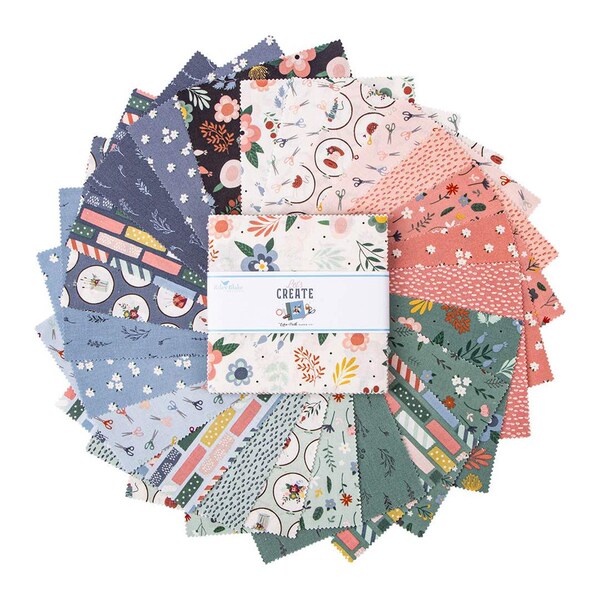 Let's Create - Charm Pack 42pc/bundle - By Echo Park Paper Co. For Riley Blake Designs - Sold By The Bundle - In Stock, Ships Today