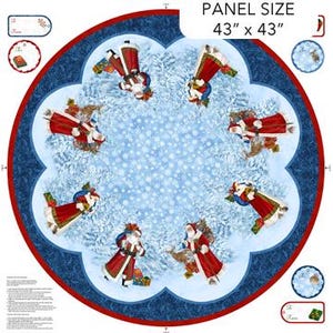 St. Nicholas Cotton Canvas - 43&quot; Tree Skirt Panel - By Liz Goodrick-Dillon For Northcott Fabrics - Sold By Panel - In Stock Ships Today