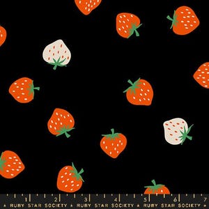 Strawberry - Black Strawberry Toss - By Kimberly Kight For Ruby Star Society - Sold By The Continuous Yard - In Stock Ships Today