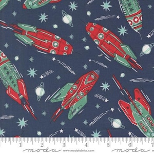 321 Blast Off - Galaxy Rockets - By Stacy Iest Hsu For Moda Fabrics - Sold By The Continuous Yard - In Stock And Ships Today