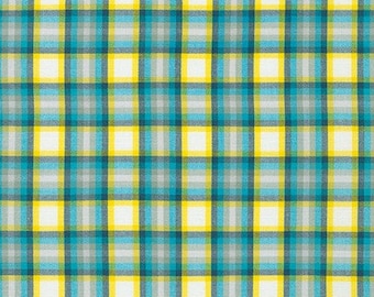 Tissus pour fenêtre de cuisine - Cyan - Par Elizabeth Hartman pour les tissus Robert Kaufman - Vendu par mètre, coupe continue - En stock. Expédié aujourd'hui