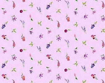 Deborah's Garden - Lilac Mini Floral - By Michel Design Works For Northcott Fabrics - Sold By Continuous Yard - In Stock Ships Today