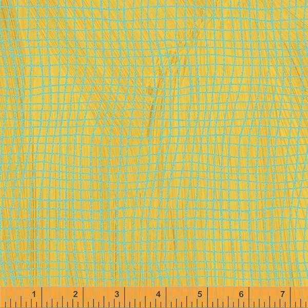 Happy - Mustard Windowpane - By Carrie Bloomston For Windham Fabrics - Sold By Yard And Cut Continuous - Ships Today