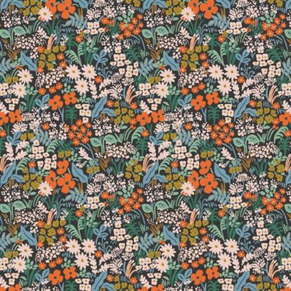 Meadow - Metallic Black Multi Floral - By Rifle Paper Co For Cotton And Steel - Sold By The Continuous Yard - In Stock Ships Today