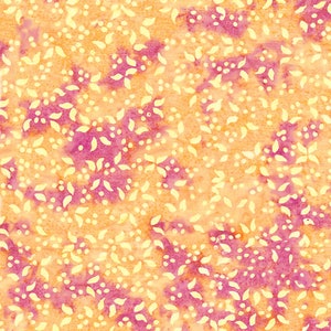 May include: A seamless pattern with a yellow background and a pink and white floral design. The pattern is made up of small, delicate flowers and leaves.