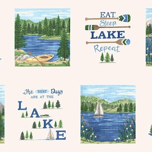 On Lake Time - 24&quot; Cloud Panel - By Deb Strain For Moda Fabrics - Sold By The Panel - In Stock and Ships Today