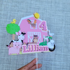 Pink Farm Cake Topper | Girl Farm| Pink Farm Birthday | Farm Themed Party Decor | Pink Barn | Pink Farm Party Decorations | Banyard Decor