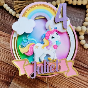 Unicorn Cake Topper | Unicorn Party | Unicorn Birthday | Unicorn Horn Cake Topper | Rainbow Cake Topper