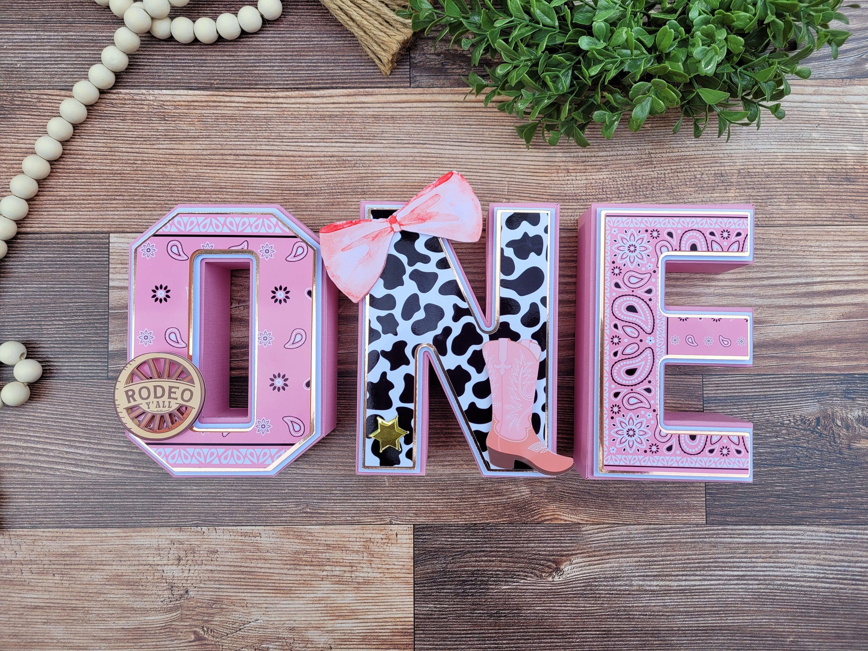 My 1st Rodeo Party Decor | Pink Rodeo 3D Letters | Cowgirl Party Decor| Paper Letters (No Wood)| Cowgirl decor | Pink Bandana Decor
