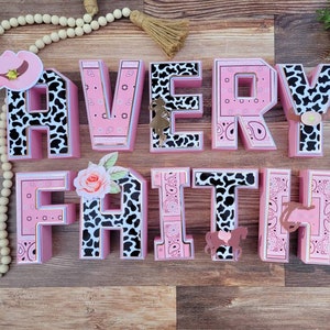 Pink Rodeo 3D Name Letters | Paper Letters (No Wood) | Western Rodeo |  Pink Bandana Decor |  Rodeo Theme Party Decor | Cowgirl Birthday