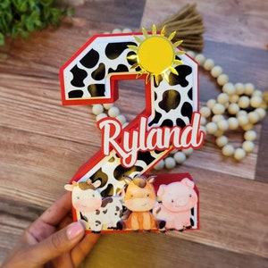 Farm 3D Numbers| Cute Farm 3D Numbers | Farm Theme Party Decor | Barn Animals | Farm Party Decor | Paper Letters (No Wood)