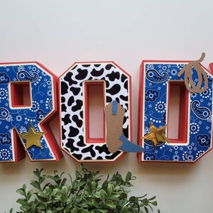 Blue Rodeo 3D Name Paper Letters | Paper Letters (No Wood) | Western Rodeo  Farm 3D Letters |  Rodeo Theme Party Decor | Farm Party | Cowboy