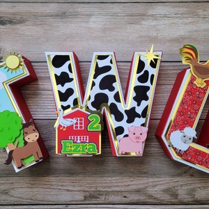 Old McDonald Farm 3D Paper Letters | Farm 3D Letters | Paper Letters (No Wood)| Farm Party Decor | Barn Animals | Farm Party Decor