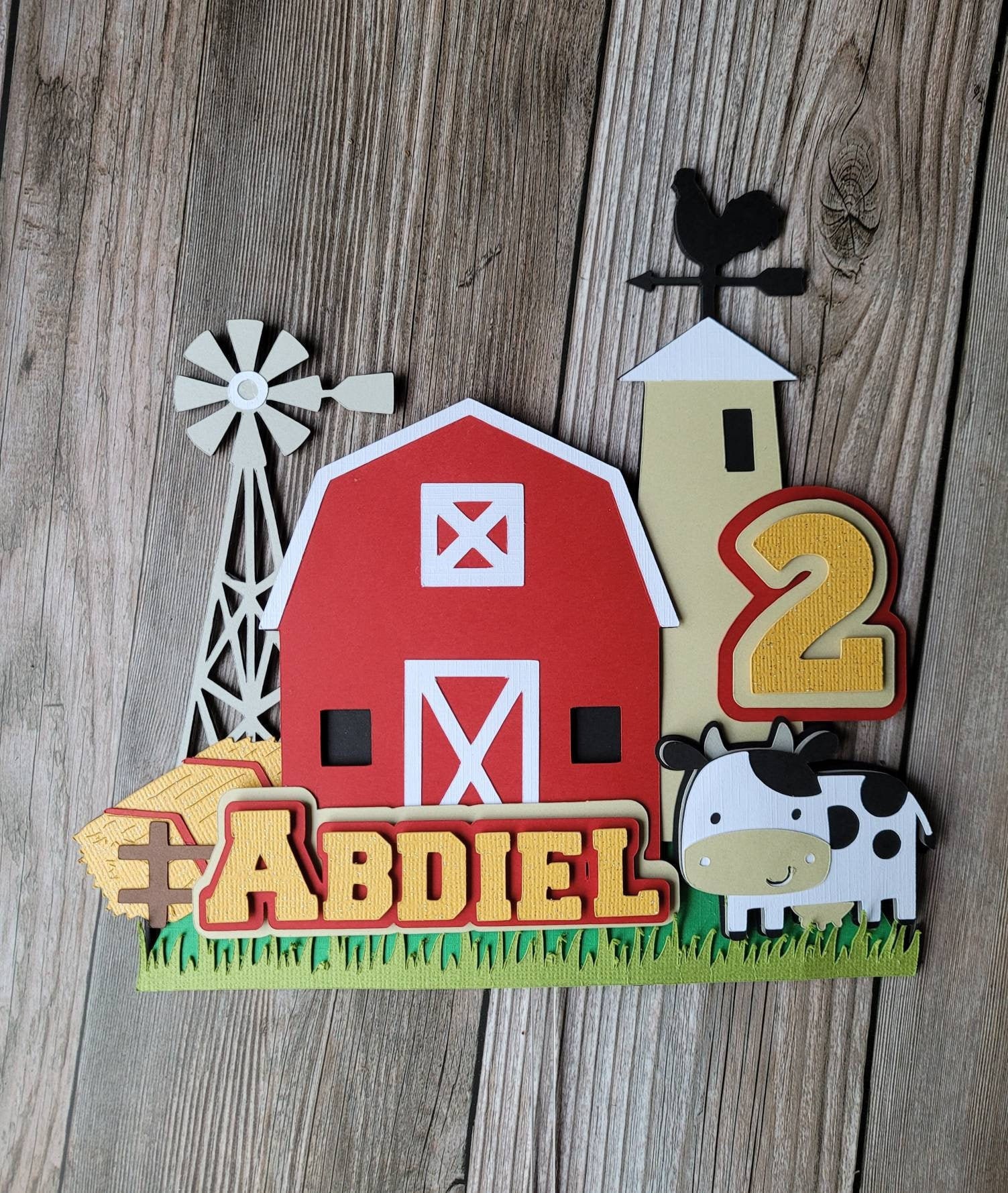 Farm Cake Topper Farm theme birthday Barnyard Cake Topper | Etsy