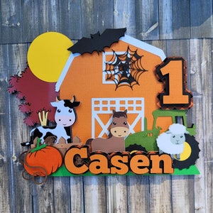 Halloween Farm Cake Topper | Halloween Party Decorations | Farm Themed Party Decor| Halloween Barn Animals | Pumpkin Party Decor | Holy Cow