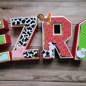 Farm 3D Name Paper Letters | Paper Letters (No Wood) | Old McDonald Farm 3D Letters |  Farm Theme Party Decor | Farm Party | Barn Animals