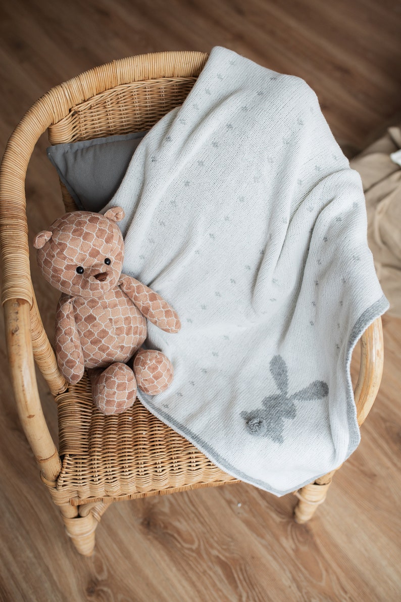 Gray Merino Wool Baby Blanket Pure Merino Baby Blanket Baby Gift Blanket Natural Knitted Blanket Luxury Baby Wrap Blanket image 5