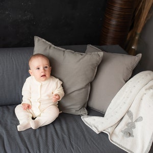 Gray Merino Wool Baby Blanket Pure Merino Baby Blanket Baby Gift Blanket Natural Knitted Blanket Luxury Baby Wrap Blanket image 2