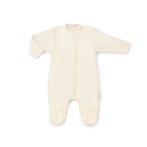 Soft Merino Wool Jumpsuit Natural Merino Overall Organic Merino Baby Romper Thin Wool Bodysuit Knitted Wool Unisex Baby Onesies image 6