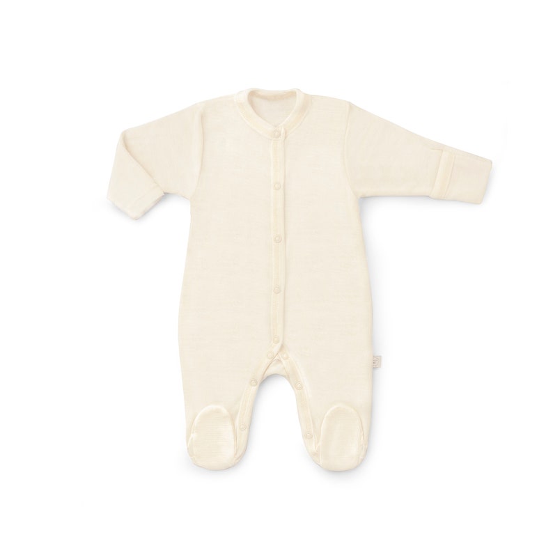 Soft Merino Wool Jumpsuit Natural Merino Overall Organic Merino Baby Romper Thin Wool Bodysuit Knitted Wool Unisex Baby Onesies image 6