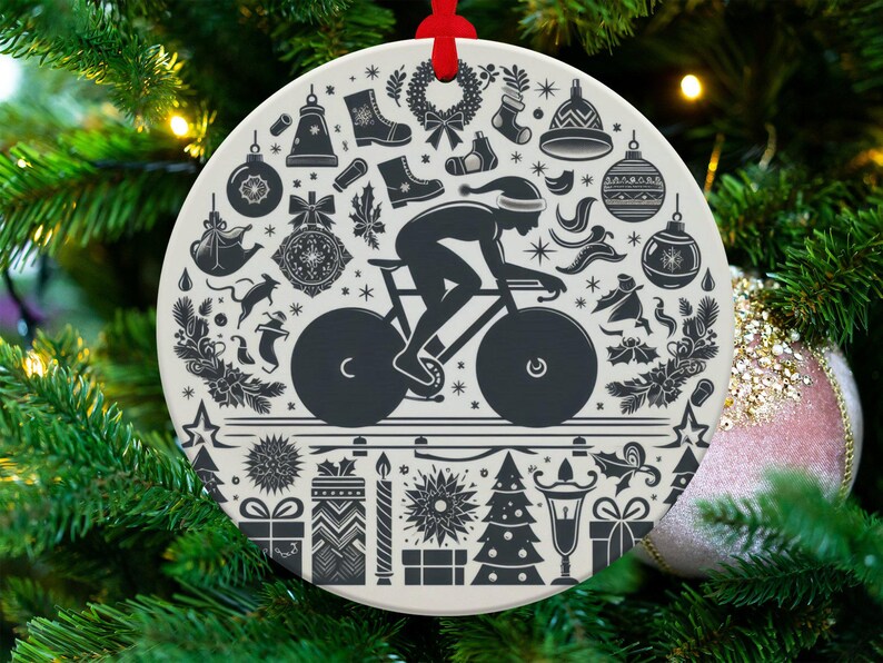 Christmas Cycling Ornament, Holiday Bike Decor, Bicycle Tree Decoration