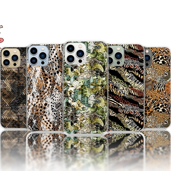 Camo Animal peau de serpent Sitka iPhone Case iPhone 14 Pro, 13, 12, 11, XR, 8+ et Samsung S23, S22, S21, S20, S10 Google Pixel 5 6 7 Pro Case