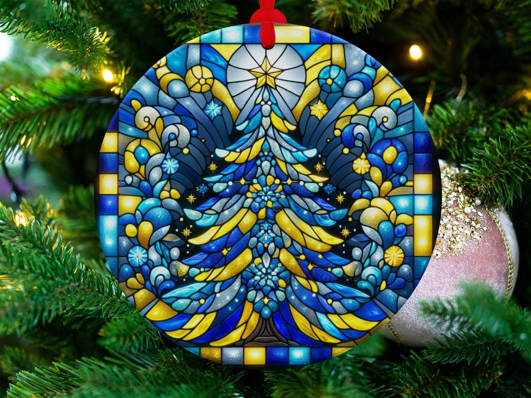 2024 Ukrainian Christmas Ornament, Stained Glass Ukrainian Gifts for