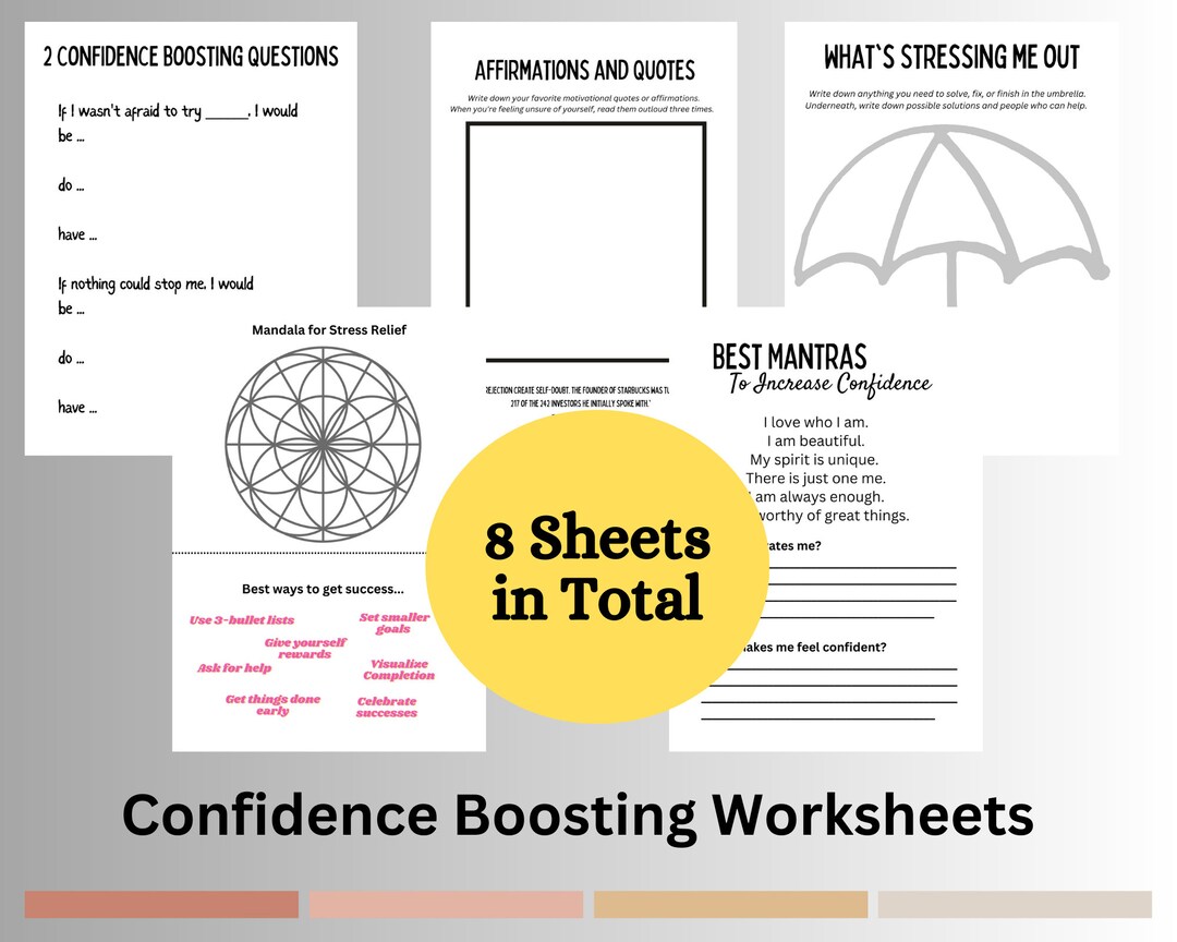 Printable Confidence Building Worksheets for Bullet Journal and Planner ...
